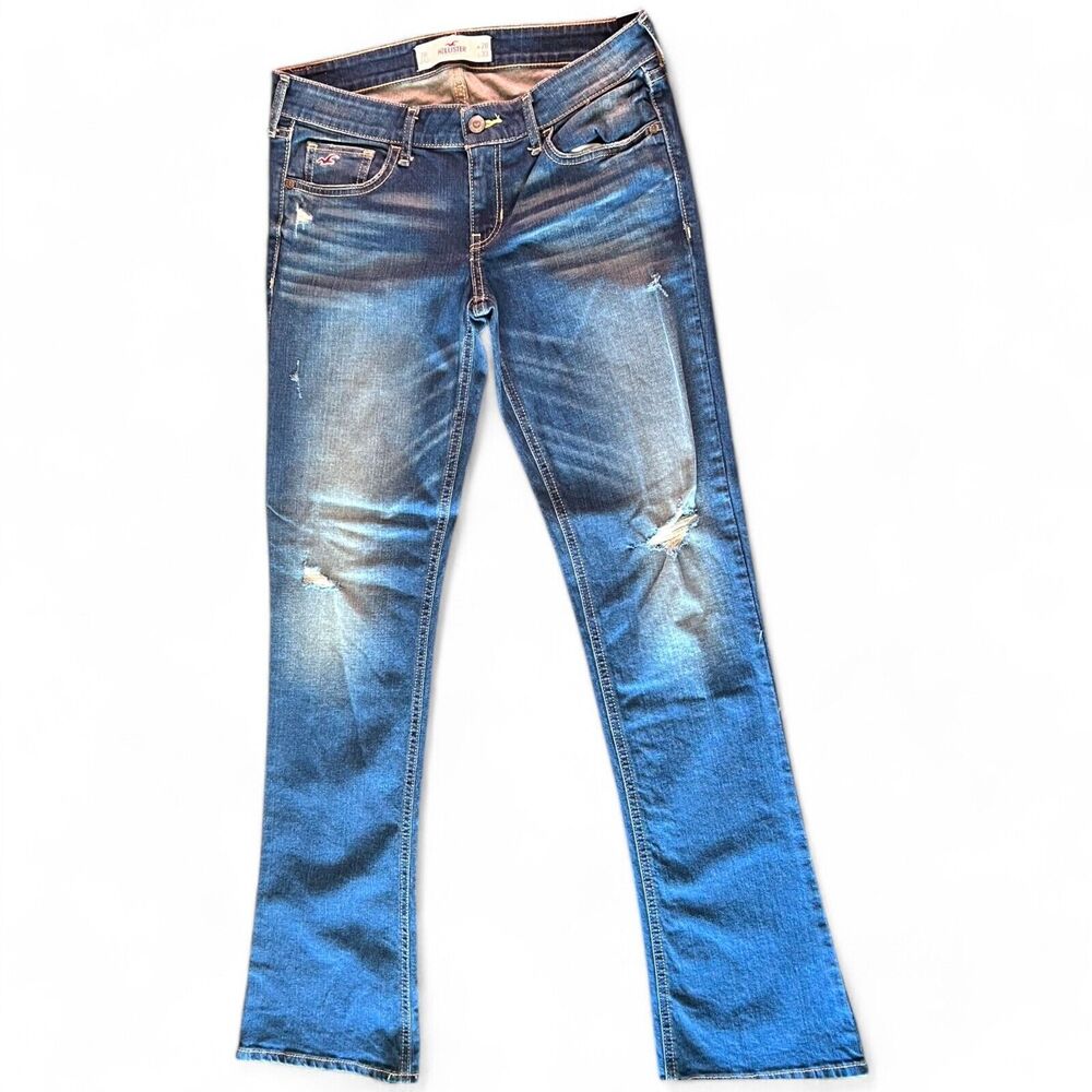 NEW Hollister Women Boot Cut Stretch Denim Jeans Distressed W28 L33 Size 7R